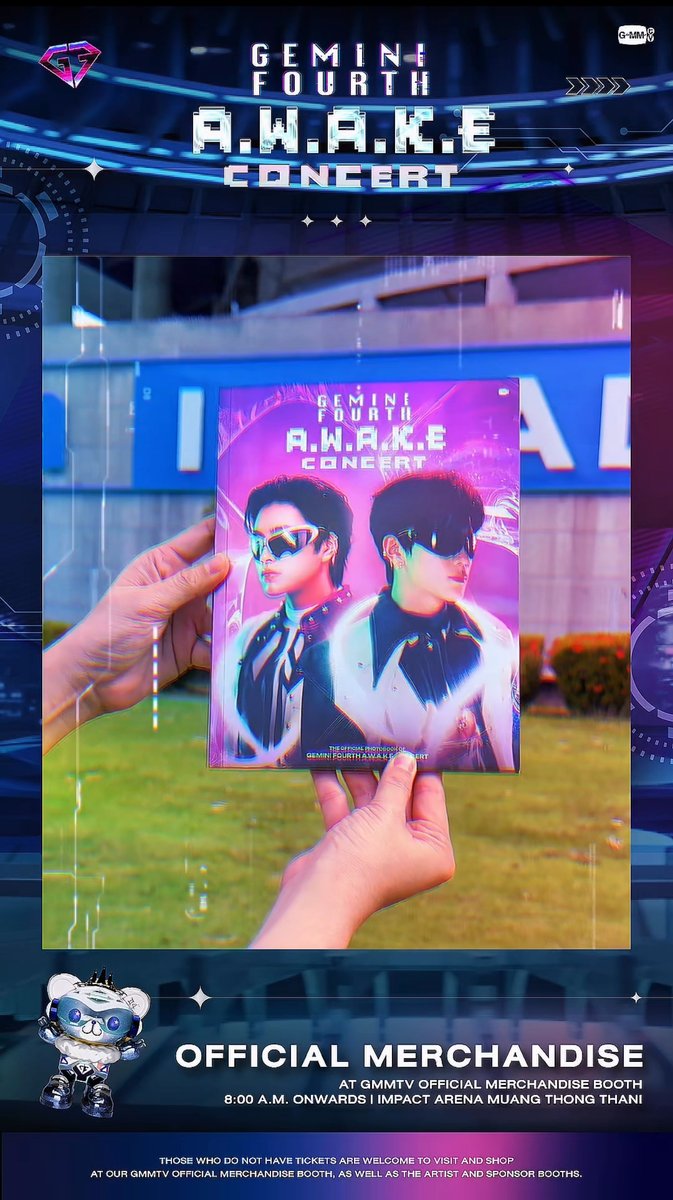 ทุกคนพร้อม A.W.A.K.E กันหรือยังเอ่ย? ใครมาช้อป GMMTV OFFICIAL MERCHANDISE ในงาน GEMINI FOURTH A.W.A.K.E CONCERT อย่าลืมมาถ่ายรูปเช็กอินกันน้า!!! GMMTV OFFICIAL MERCHANDISE BOOTH 30 - 31 AUG 2025 08:00 AM onwards Impact Arena, Muang Thong Thani #GFAWAKEConcertD1 #GMMTV
