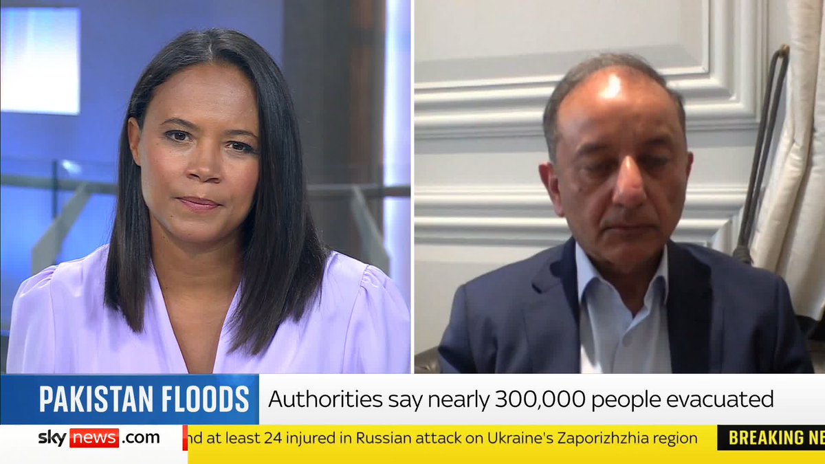 "Last night they started to rise again, so we're a little bit worried." Pakistani Climate Minister Musadik Malik warns the danger of flooding in eastern Punjab is far from over, as authorities say nearly 300,000 people have been evacuated. 📺 Sky 501