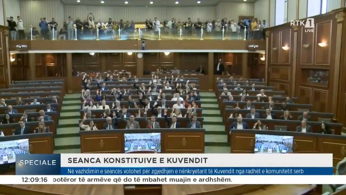 Update: Nenad Rasic, the only Serb MP outside Srpska Lista, fell five votes short of being elected Deputy Speaker. Srpska Lista MPs were also rejected. Speaker Basha said the legislature cannot be blocked by the vacancy and should be considered fully constituted, scheduling a leadership meeting Monday to decide next steps.
