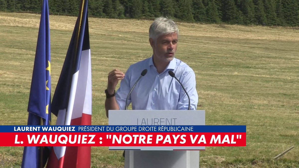 Le discours du président du groupe Droite républicaine, Laurent Wauquiez, lors de la rentrée politique des Républicains au Mont Mézenc. «Notre pays va mal», a-t-il martelé #180MinutesInfoWE