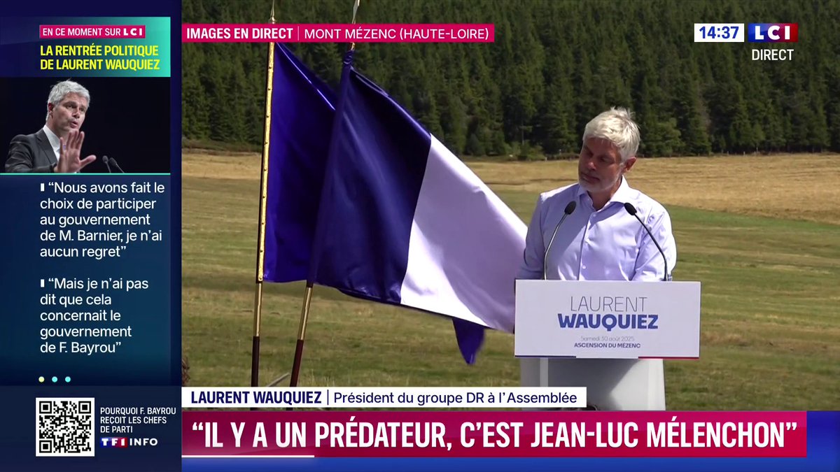🗣️ « Les Républicains ne peuvent pas devenir un parti de godillots, ils ne doivent pas signer un chèque en blanc à François Bayrou », affirme Laurent Wauquiez