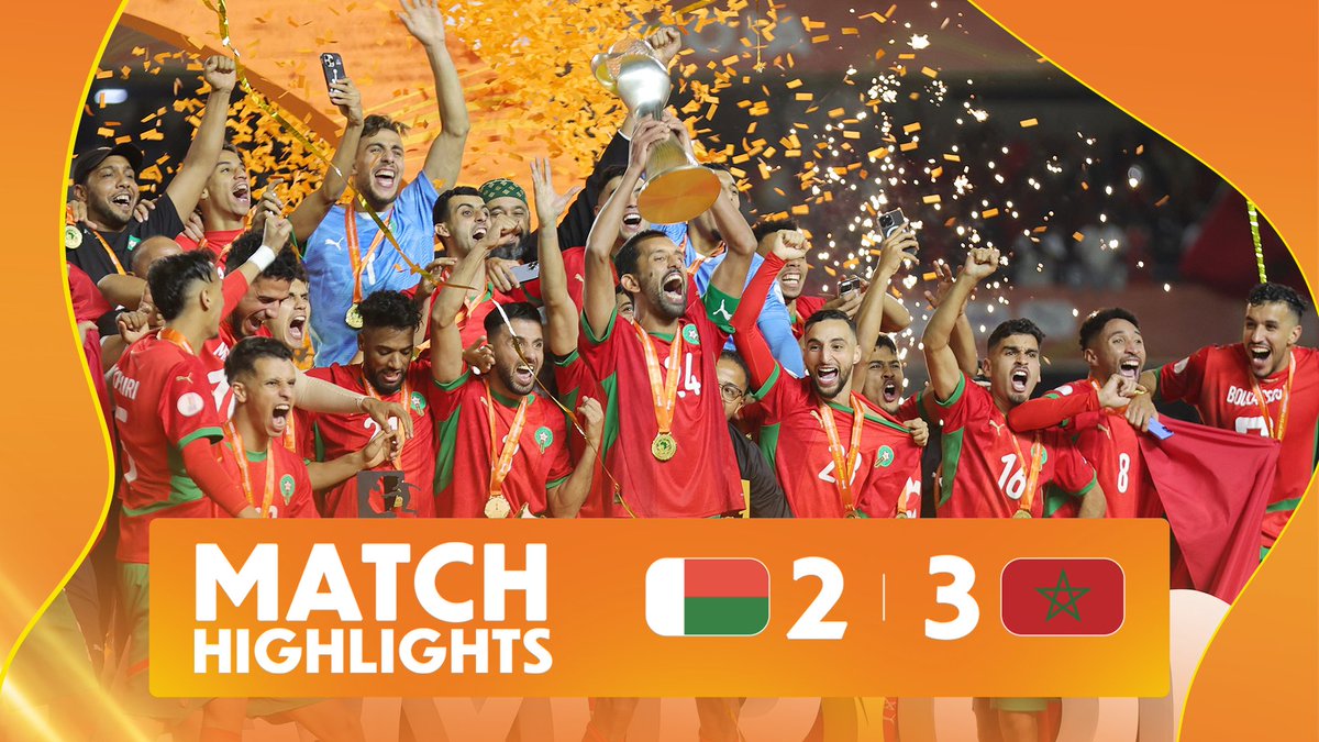 ๐ฅ HIGHLIGHTS: ๐ฒ๐ฌ 2-3 ๐ฒ๐ฆ Morocco crowned champions after a thrilling back-and-forth final! ๐ #TotalEnergiesCHAN2024