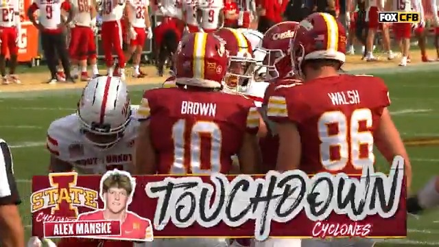 QB Alex Manske lowers his shoulder and finds the end zone 😤 Iowa State Football