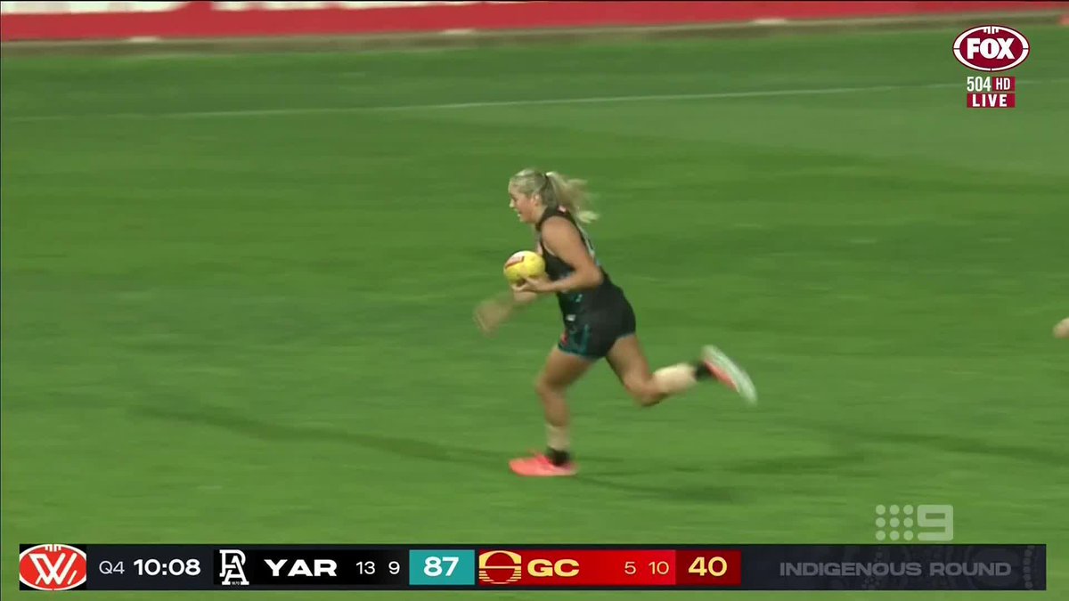 "This woman is 20 years of age... it's so exciting for the future of the AFLW." 🌟 Port Adelaide AFLW's Matilda Scholz had a day out against the Suns 👏 #9AFLSFS | Watch on Nine & 9Now 🖥️