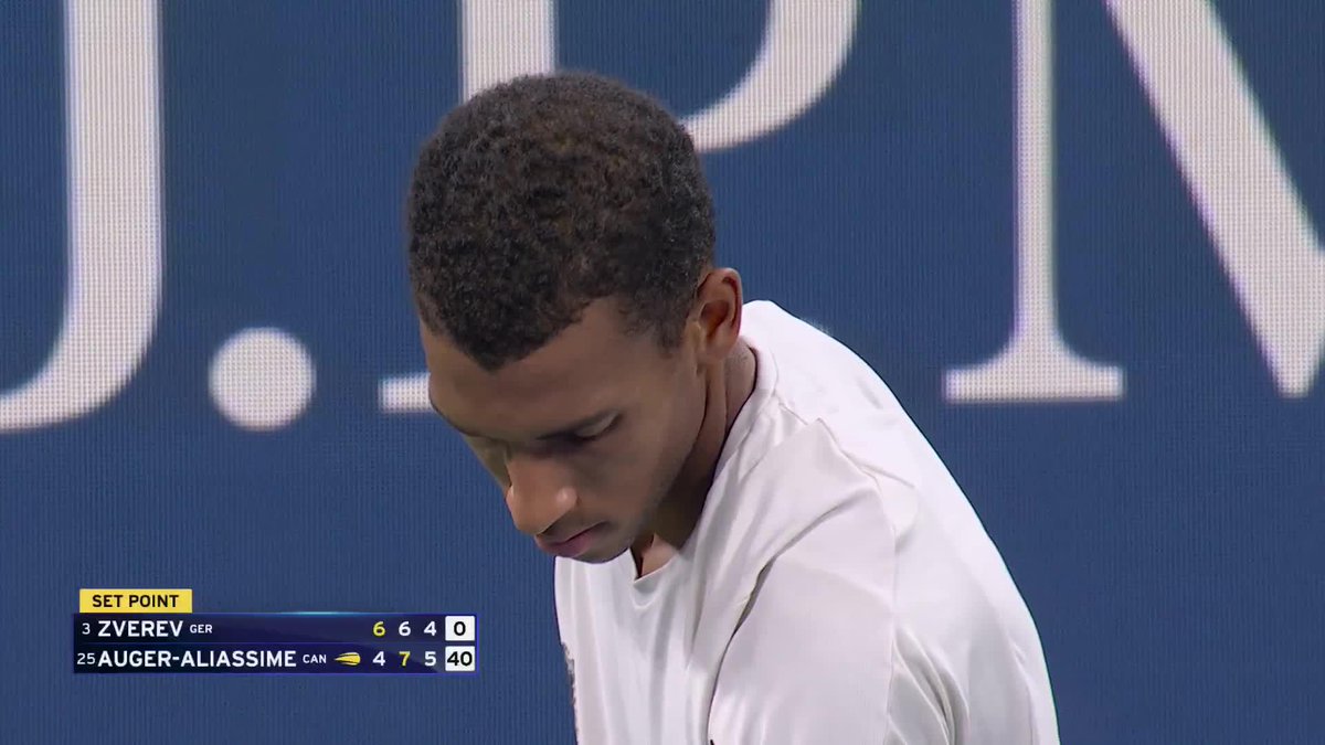 Felix Auger-Aliassime is feeling it tonight! He takes the third set over Alexander Zverev 6-4.