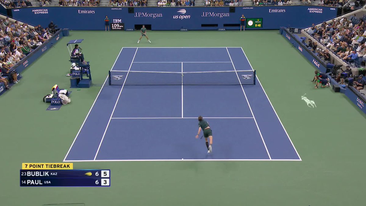 Alexander Bublik takes the first set over Tommy Paul in a tiebreak!