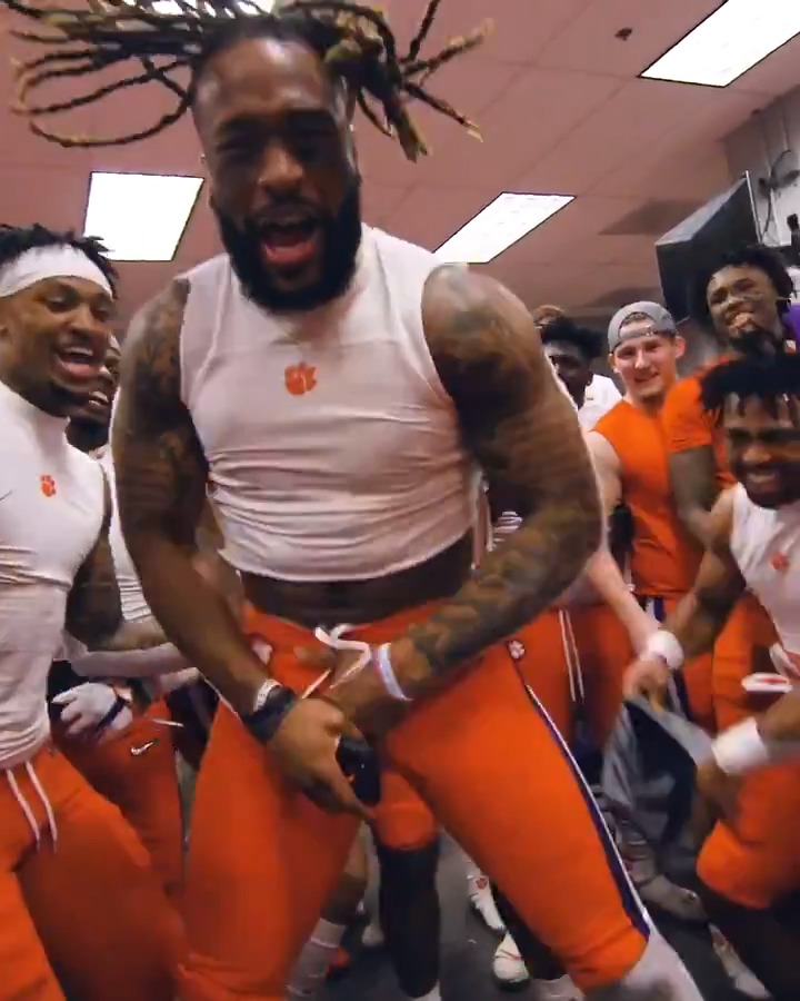 Clemson players in the locker room knowing they get to play juco teams the next 3 months and make the playoffs