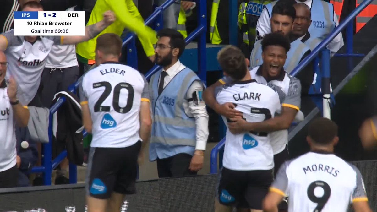 Rhian Brewster is off the mark for the Rams! 🐏 His first goal for Derby County