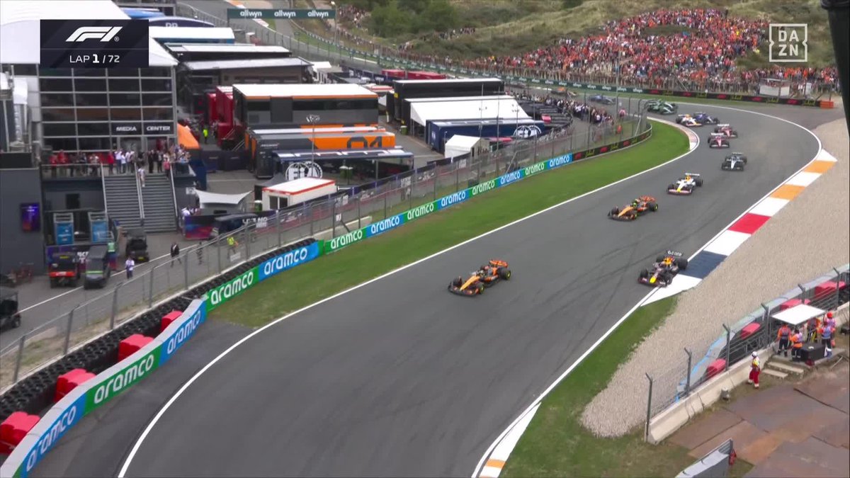 ¡SALVADA DEMENCIAL DE VERSTAPPEN EN LA SALIDA PARA CONSEGUIR SUPERAR A NORRIS! 👏👏👏👏 ¿Pero esto qué es? #DutchDAZNF1 🇳🇱