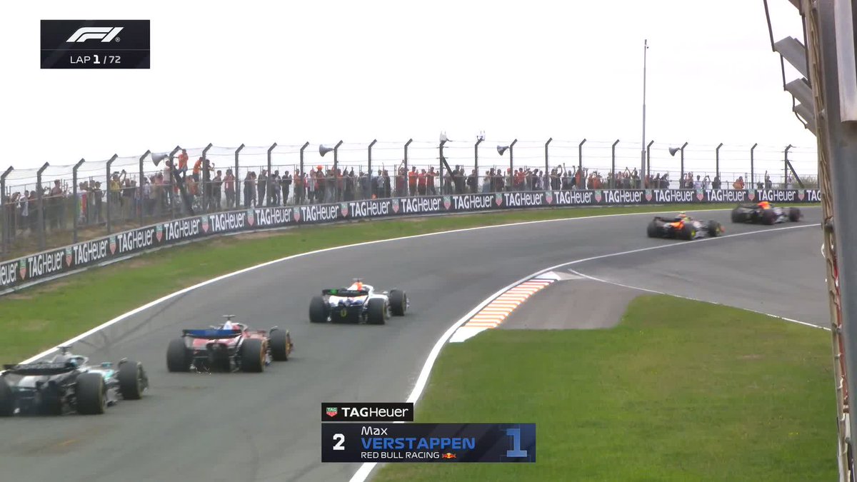 Max Verstappen didn't hold back at the start! 😮 And what a save into Turn 3 🤯 #F1 #DutchGP