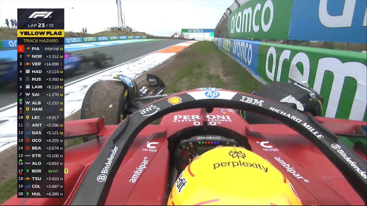 Hamilton found the barriers exiting Turn 3 😖 Here's what happened ⤵️ #F1 #DutchGP