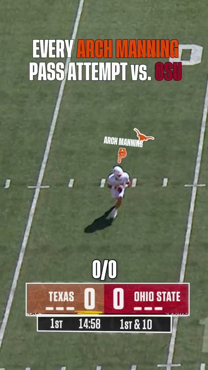 Every Arch Manning passing attempt vs Ohio State 🎯 What grade would you give his performance in week 1?