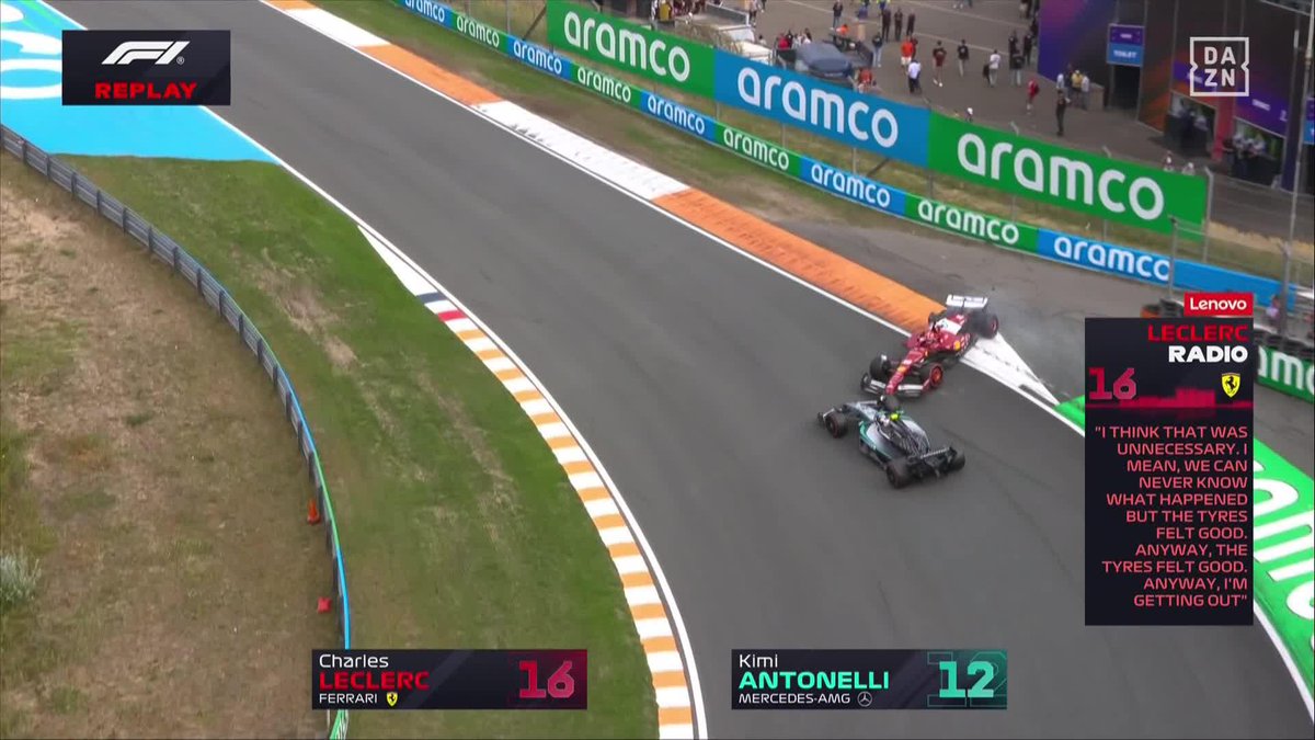 ANTONELLI SE LLEVA PUESTO A LECLERC Y AMBOS ACABAN CON LA CARRERA ARRUINADA 🔥🔥🔥🔥 #DutchDAZNF1 🇳🇱