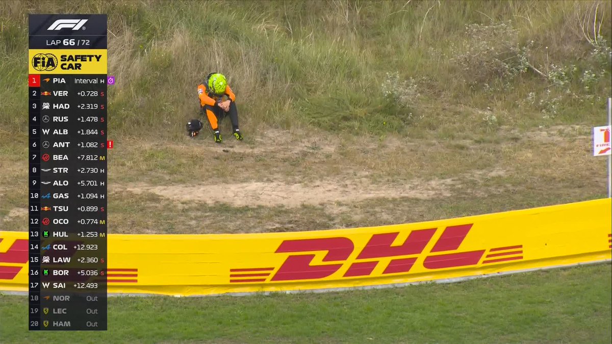 A potentially championship defining moment at the Dutch Grand Prix as Lando Norris is forced to retire with his championship rival and teammate Oscar Piastri currently leading the race 🚨