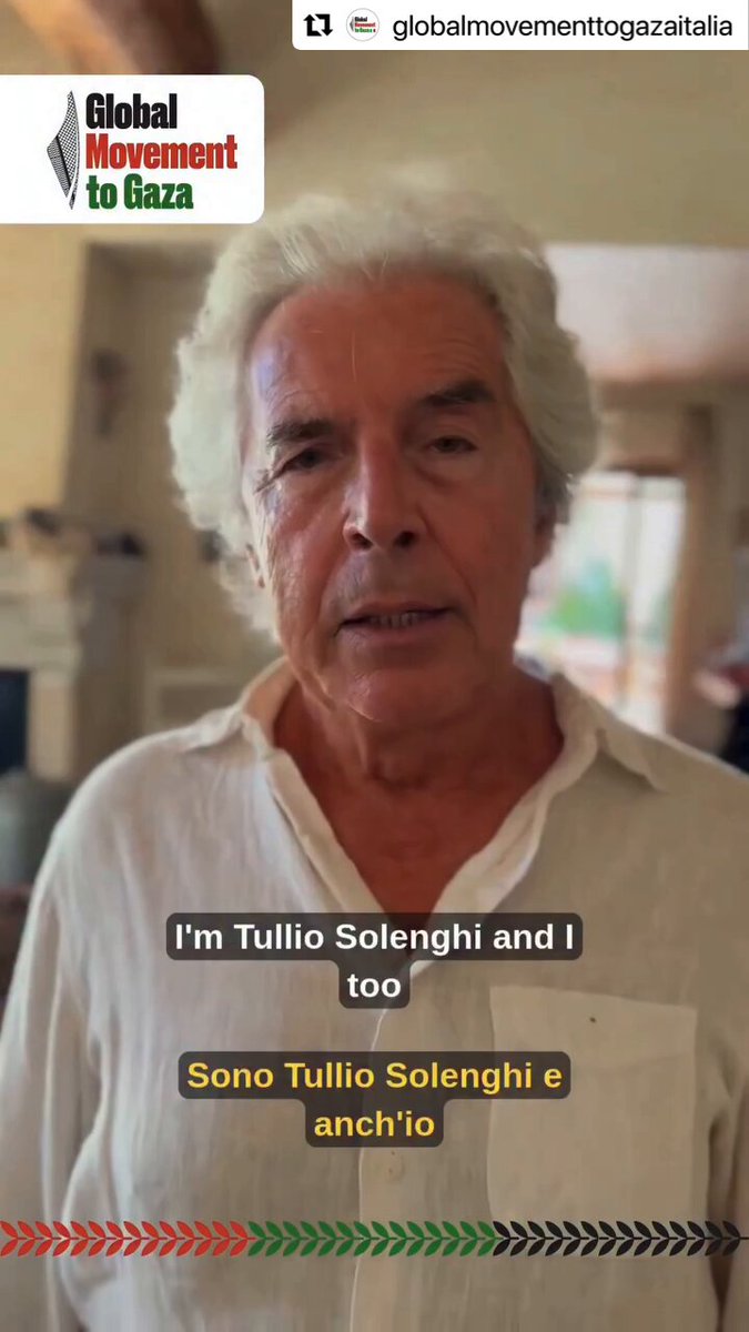 #repost @globalmovementtogazaitalia Tullio Solenghi sostiene la Global Sumud Flotilla per creare un corridoio umanitario e portare aiuto alla popolazione gazavi, vittima di ciò che deve essere chiamato con il suo vero nome: un genocidio.