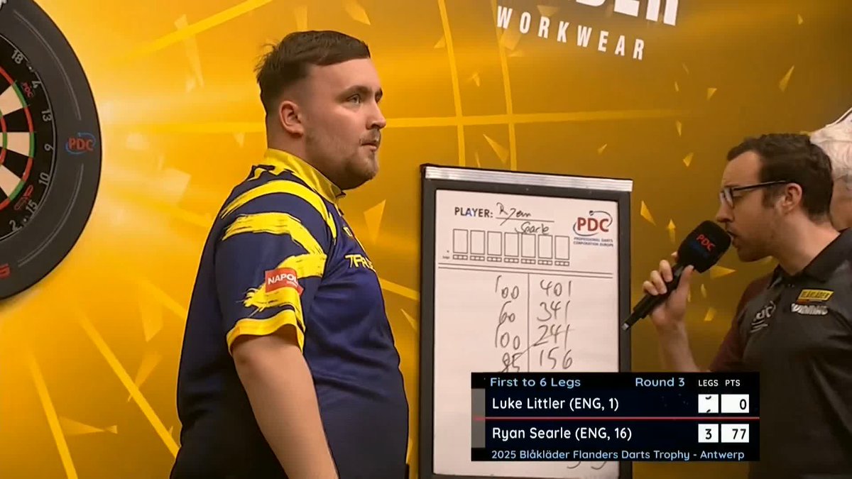 LITTLER MASTERCLASS! ✨ Another special performance from the World Champion, who averages 110.33 against a resilient Ryan Searle in Antwerp! 📺 #ET10
