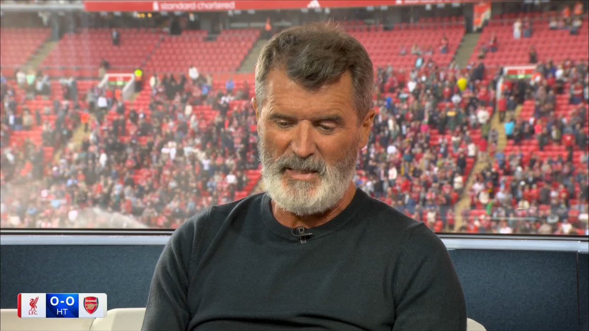 "I think the game is almost there for Arsenal to go and win it" Roy Keane gives his half-time analysis of Liverpool vs Arsenal ⤵️