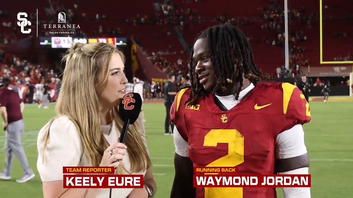 .USC Football ✌️ RB Waymond Jordan joined Keely Eure after last night's win to break down his USC debut and first TD in the Coliseum ✌️ Waymond Jordan Jr. The Junk Yard Dog🐺 | Terranea Resort
