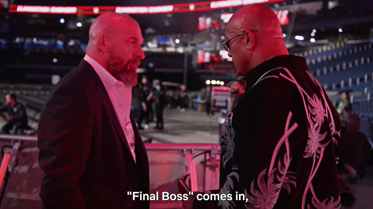 The Rock and Triple H discussing strategy and their vision for how they envision the John Cena heel turn playing out prior to Elimination Chamber. 📺 WWE Unreal on Netflix
