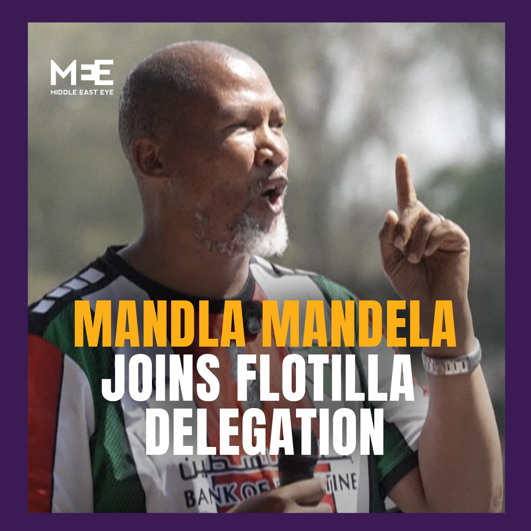 Mandla Mandela, grandson of Nelson Mandela, will join 10 South Africans sailing with the largest civilian flotilla yet to break Israel’s siege on Gaza. More than 50 boats from at least 44 countries will converge in the Mediterranean on Thursday under the Global Sumud Flotilla