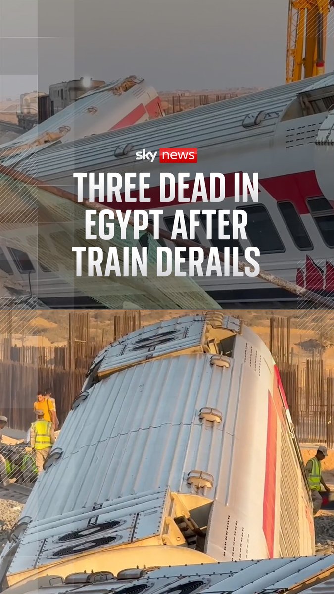 A train has derailed in Egypt, killing three people and injuring 94. The train had been travelling from the northern coastal city of Marsa Matruh when seven of its carriages came off the tracks. Latest world news 👉