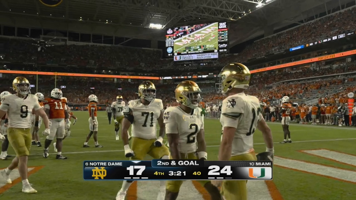 THE IRISH TIE IT UP WITH THREE MINUTES TO GO 😳 Watch the finish of Notre Dame-Miami on ABC and the ESPN App: