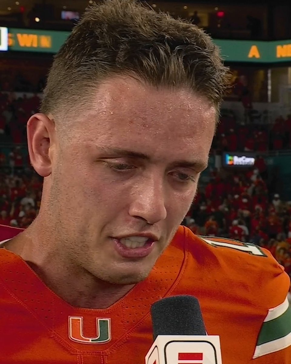 "Man I love these guys. ... It's a real family, it's a real brotherhood." Carson Beck was emotional after his first win at Miami over No. 6 Notre Dame 🙌