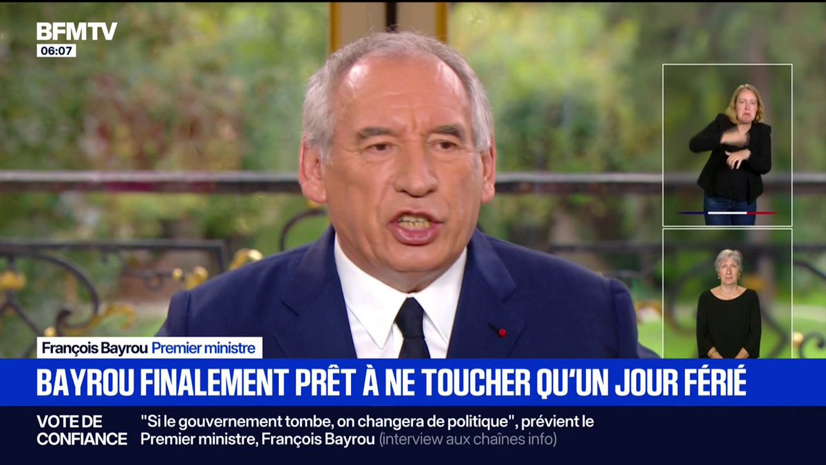 François Bayrou envisage possible de ne supprimer qu'un seul jour férié