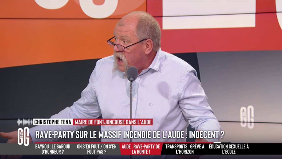 🔥 Rave party sur le massif incendié dans l’Aude 🗣️ Didier Giraud : "On retarde la rentrée scolaire pour 3 gouttes d'eau. Et là, il y a 2000 personnes qui viennent sur le terrain d'un paysan et les gendarmes les laissent passer. Qu'on y f*ute l'armée !" #GGRMC