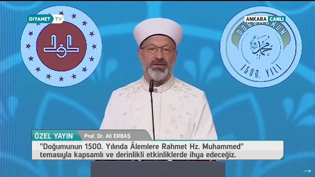 Bu sene Mevlid-i Nebi’yi bir hafta değil, bir yıl olarak ihya edeceğiz. “Doğumunun 1500. Yılında Âlemlere Rahmet Hz. Muhammed” temasıyla kapsamlı ve derinlikli etkinliklerde ihya edeceğiz. Bir yıl boyunca, Cumhurbaşkanımız Sayın Recep Tayyip Erdoğan’ın tensipleriyle, Türkiye Cumhuriyeti Cumhurbaşkanlığı’nın himayelerinde yurt içinde ve yurt dışında ulusal ve uluslararası çok çeşitli ve geniş katılımlı etkinlikler yapacağız İnşallah.