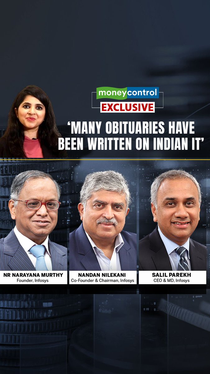 🚨 #MCExclusive | “Obituaries have been written before (on the Indian IT sector)… but with AI, Infosys will not just master it, we’ll use it to our advantage & stay critical to the world’s tech needs.” 💡 ~ Infosys Chairman Nandan Nilekani in conversation with Chandra R. Srikanth 🎙 Watch the full conversation, which also features Infosys Founder N.R. Narayana Murthy & CEO Salil Parekh, here ⬇ 🔗 #AI #Infosys #Exclusive #TechLeadership