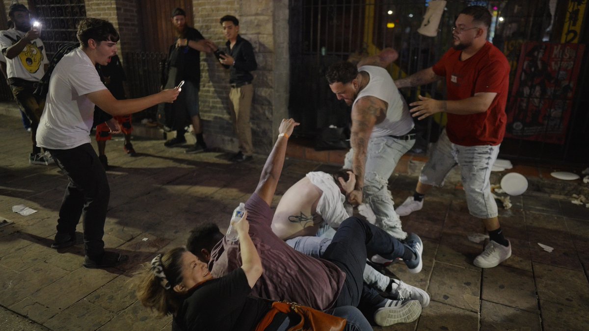 Fight breaks out 6th Street Austin TX 8-31-2025 #fight #brawl #laborday #fights