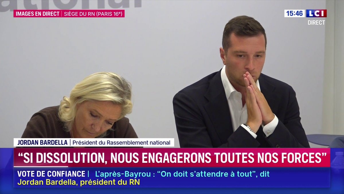 🔴 Jordan Bardella (Jordan Bardella), s'exprime : 🗣️ "Je crois qu'on a à la tête du pays des gens qui ne comprennent pas ce qui se passe, qui ne comprennent plus les Français."