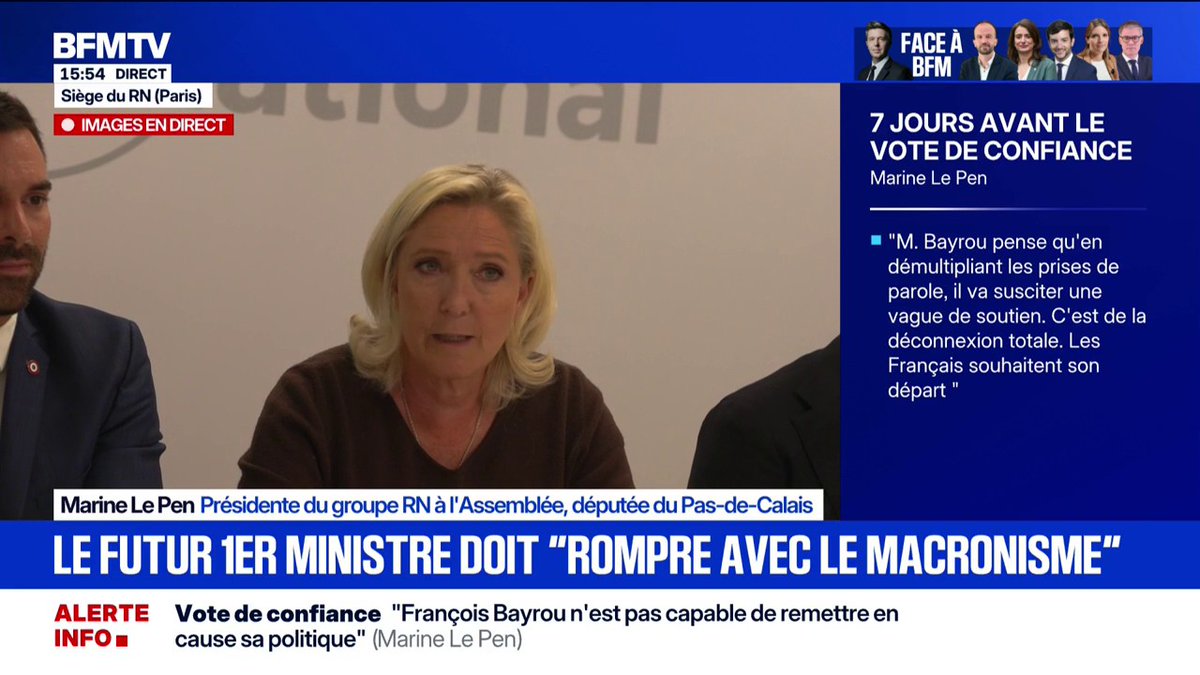 "Nous sommes prêts à repartir à la bataille législative qui précède la bataille présidentielle", affirme Marine Le Pen