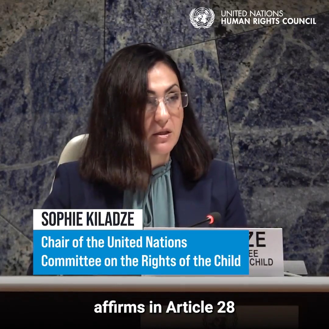 A protocol to the United Nations Convention on the Rights of the Child explicitly recognizing the rights to -early childhood education -free pre-primary education & -free secondary education would provide clarity & certainty to State's obligations, said United NationsChildRights1 Chair Sophie Kiladze.