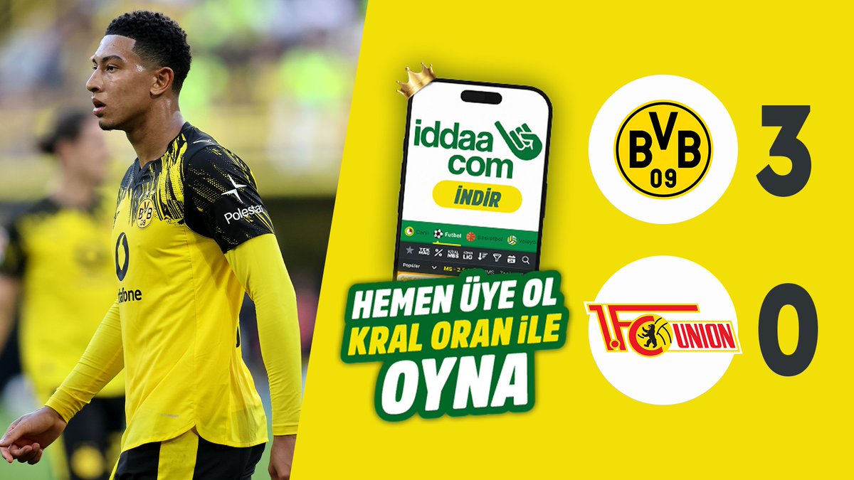 🇩🇪 Bundesliga'nın 2. haftasında oynanan maçta Dortmund, Union Berlin'i 3-0 mağlup etti. 🟡 iddaa