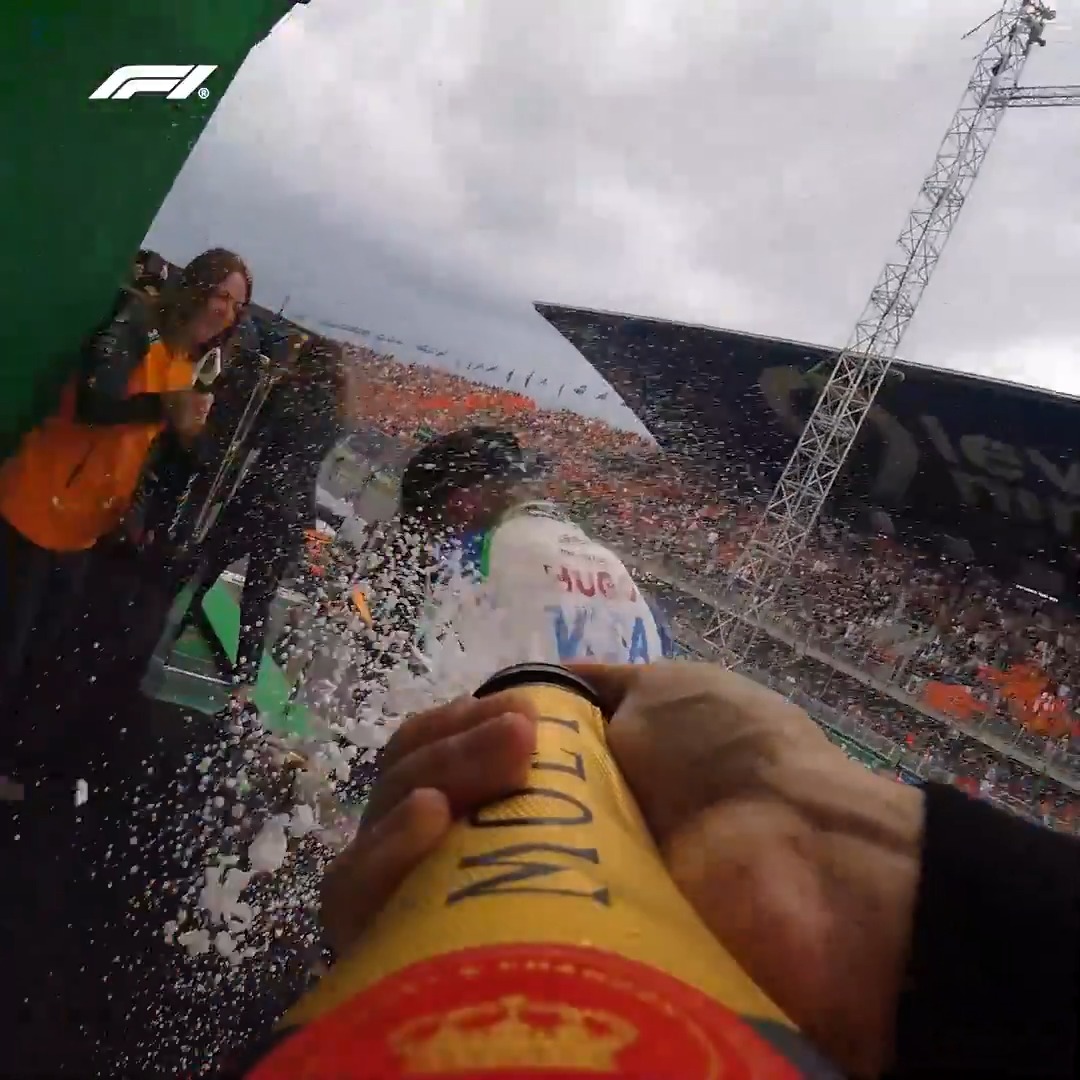 Champagne cam is back! 📸 A unique view of those podium celebrations in Zandvoort 👀 #F1 #DutchGP