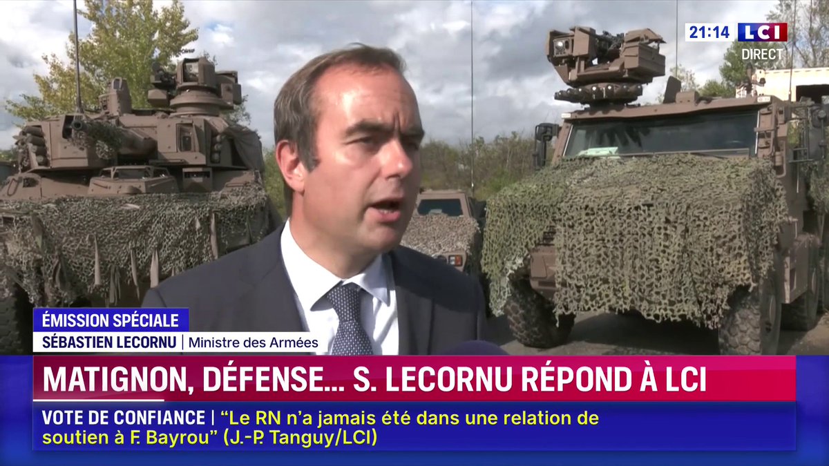 🔴 Sébastien Lecornu (Sébastien Lecornu), ministres des Armées, sur LCI 🗣️ "Avoir un budget dans les temps le 31 décembre ou ne pas avoir de budget n'aura pas le même impact pour notre sécurité et aussi pour nos industriels."