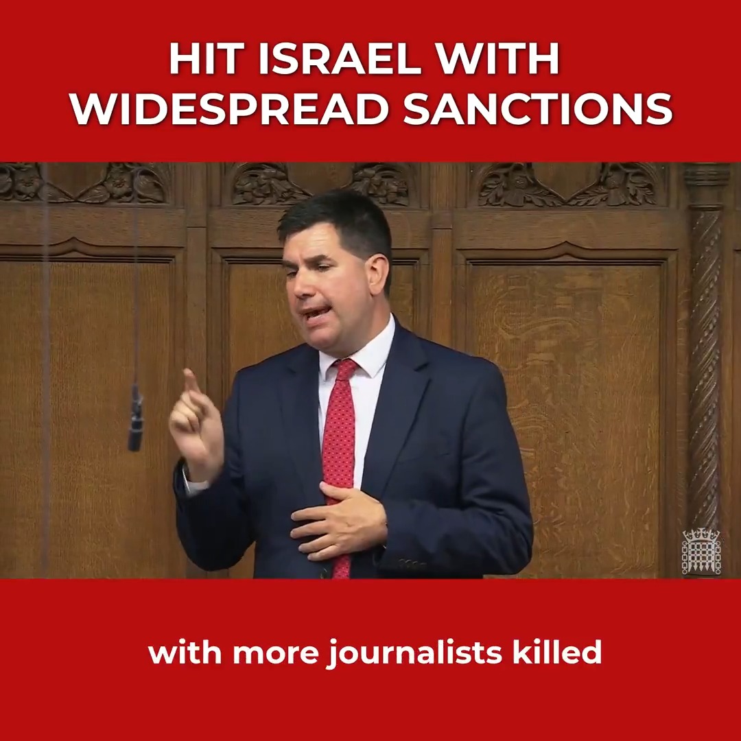 Today I called on the Government to stop dragging its feet and impose widespread sanctions on Israel. Once again, the Foreign Secretary could not explain why the government refuses to treat Israel's war crimes with the same seriousness as it does Russia's war crimes in Ukraine.