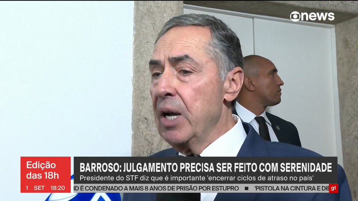 O presidente do STF, Luís Roberto Barroso, disse que o julgamento de Jair Bolsonaro e outros sete réus por tentativa de golpe é importante para encerrar um ciclo de atraso no país; e que precisa ocorrer com serenidade. ➡ Assista ao #Edição18: #GloboNews