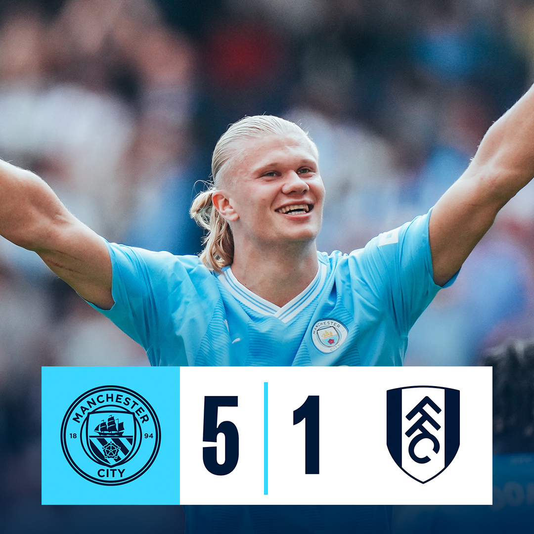 #OnThisDay: #ManCity 5-1 Fulham [2023] ⚽️ [31'] Araña 🕷 ⚽️ [45+5'] Nathan Aké ⚽️ [58', 70' P, 90+5'] Erling Haaland - ⚽️ [33'] Tim Ream