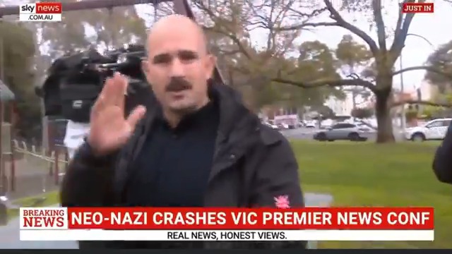 BREAKING: Australian NSN leader Thomas Sewell UNHINGED crashed a press conference SCREAMING at Vic Premier Jacinta Allan: "Why don't Australians have the right to protest?" New Zealand born Sewell, thought it was a good idea to get into multiple brawls on Sunday... while out on bail - And could be facing charges related to this NOT protesting. Sewell has previously been charged with a litany of violent crimes including, armed robbery, and intimidation offences. He was convicted of violent disorder in 2021 for a gang-style assault and intimidation incident in Melbourne, where he and others from his group attacked a man, leading to a guilty plea in 2023