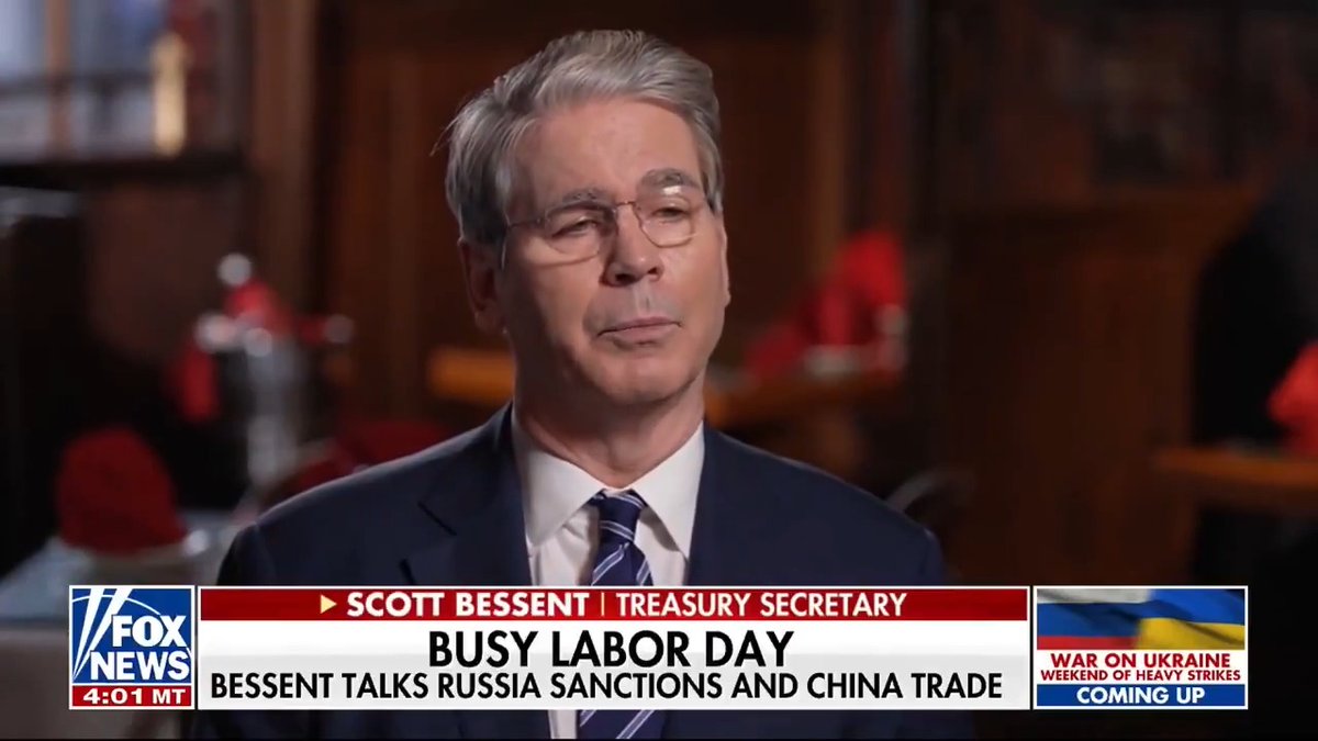 .Treasury Secretary Scott Bessent on possible sanctions against Russia: "With President Trump, all options are on the table — and I think we'll be examining those very closely this week."