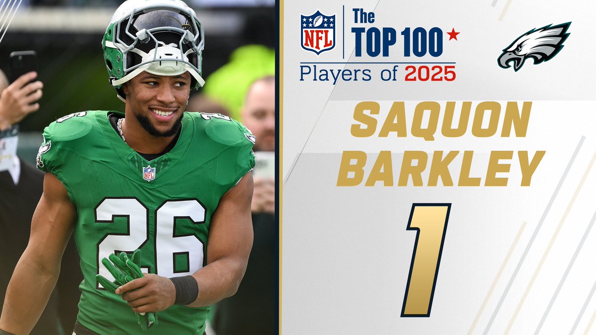 .Philadelphia Eagles RB Saquon Barkley is ranked No. 1 on the NFL Top 100 Players of 2025! NFL Films @Saquon