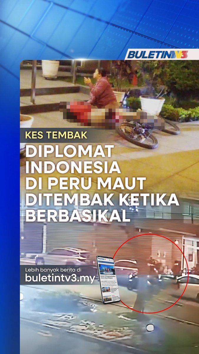 Seorang diplomat Indonesia di Kedutaan Besar Republik Indonesia (KBRI) Lima, Peru, Zetro Leonardo Purba, meninggal dunia selepas menjadi mangsa tembakan malam semalam waktu tempatan. Menurut laporan media Peru, Panamericana Television, Zetro ditembak tiga kali oleh individu tidak dikenali di kawasan Lince hanya beberapa meter dari kediamannya. #BuletinTV3 #DiplomatIndonesia #Peru #Zetro