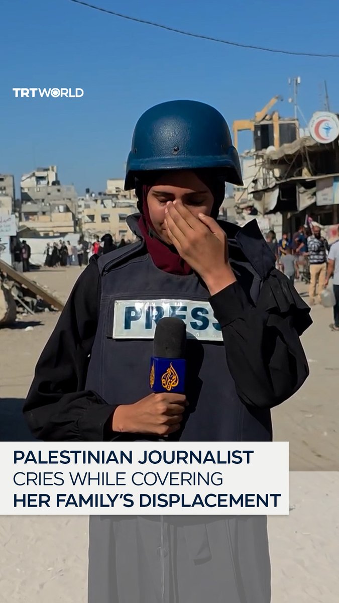 Palestinian journalist Nour Abu Rokba broke down live on air while covering the displacement of her family from Gaza City