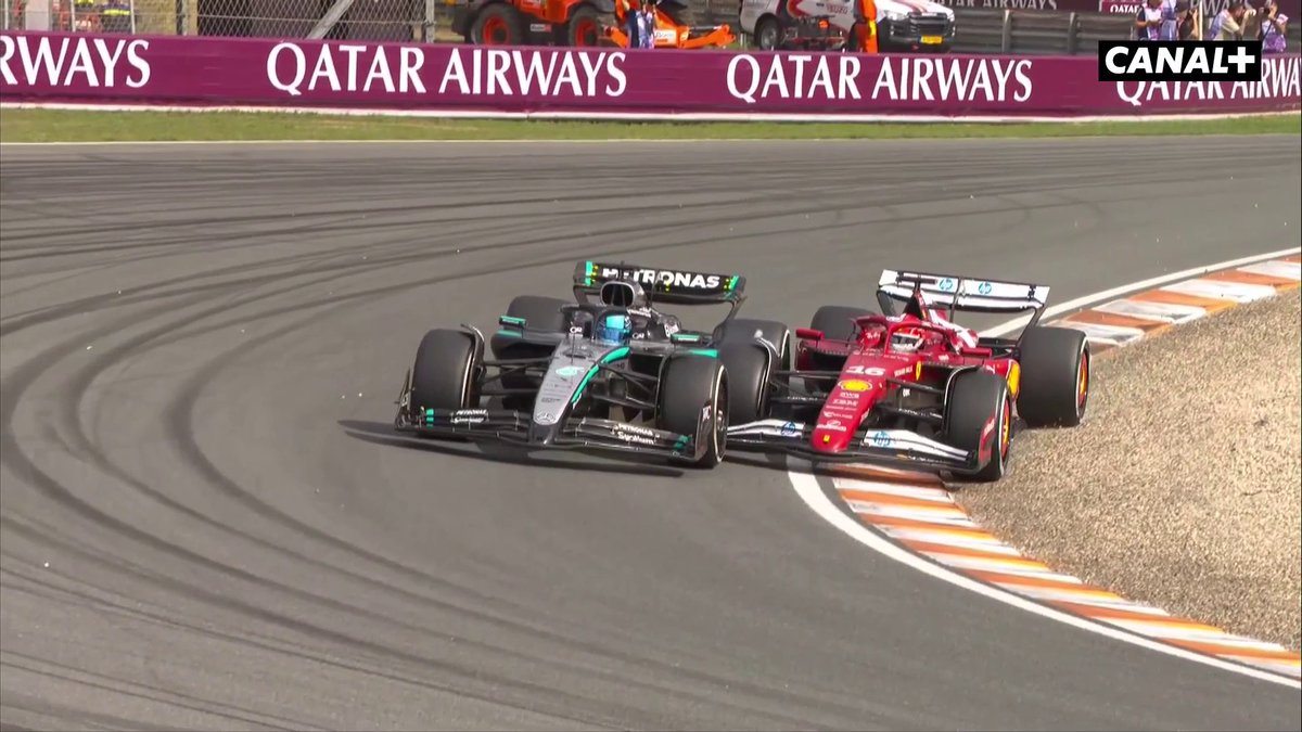 Quelle bataille entre la Mercedes de Russell et la Ferrari de Leclerc à Zandvoort ! 🫨 #DutchGP #F1