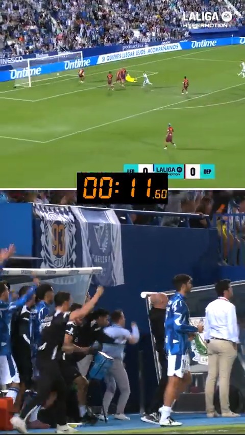 ⏱️ 𝟭𝟭'𝟲 𝗦𝗘𝗚𝗨𝗡𝗗𝗢𝗦 😱 🔝🥒 El gol más rápido de nuestra historia en LALIGA, por Miguel de la Fuente #LALIGAHighlights #LeganésDépor