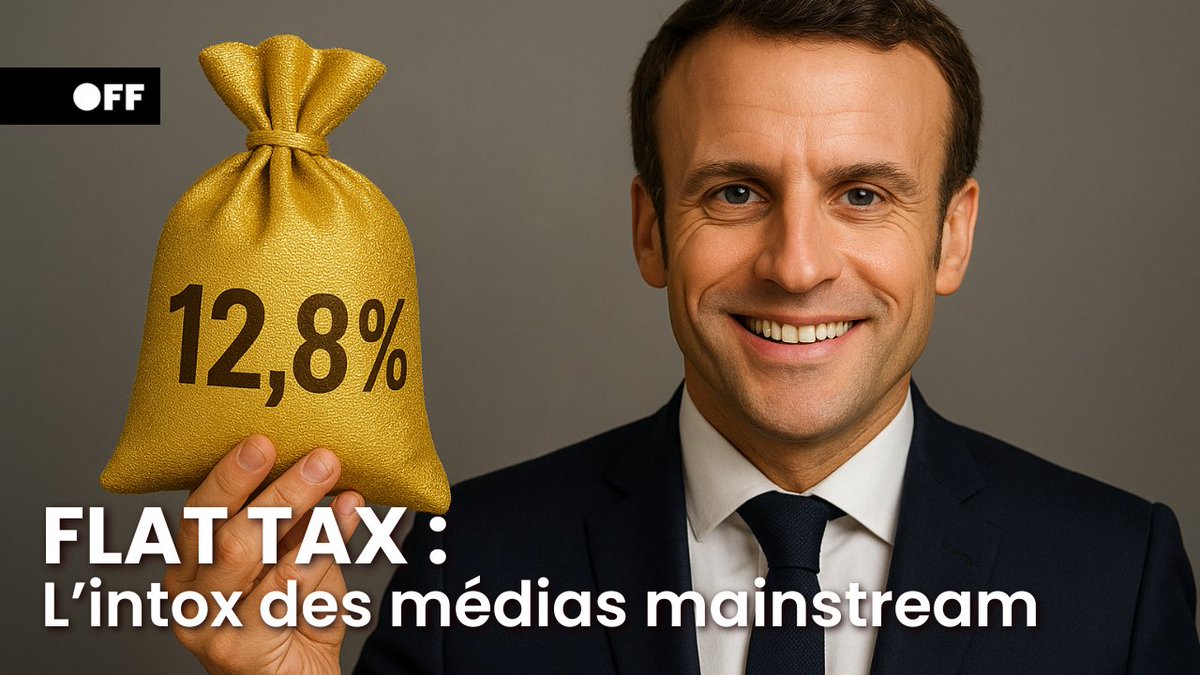 💰FLAT TAX : L'INTOX MÉDIATIQUE Depuis la Flat Tax de Macron, les revenus du capital ne sont plus taxés à 45%, mais à 12,8%. Les médias oligarchiques, eux, parlent à tort d'un taux à 30% 🎬 «BRAQUAGE, comment Macron livre la France aux milliardaires» ➡️
