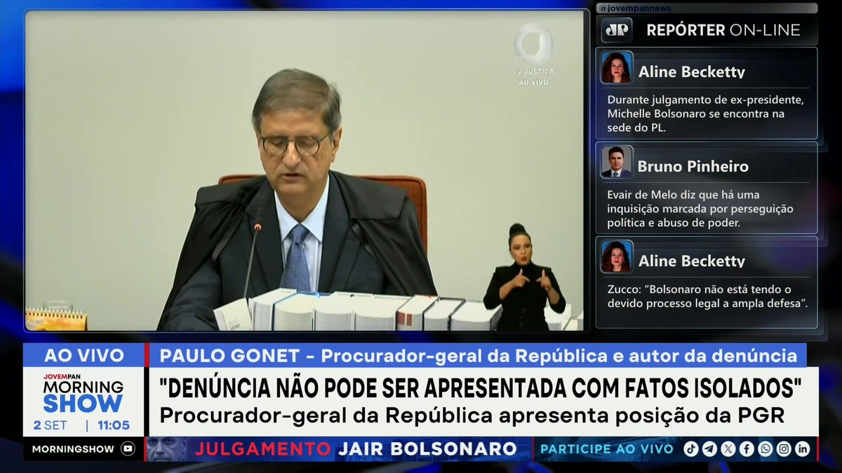 Gonet diz que não é preciso uma ordem formal para que seja configurado o crime de tentativa de golpe 📺 Confira na JP News e Panflix 👉 #JornalDaManhã